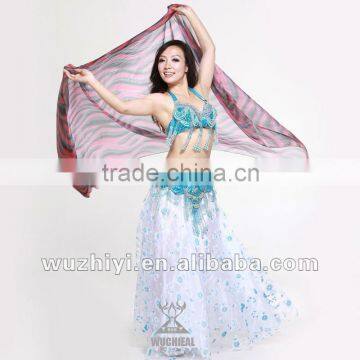 Wuchieal Silk Belly Dance Veil in Gradation Colors, Dance Accessory in Belly Dance Performance