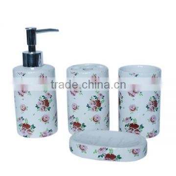 Flower print ceramic bathroom set accessories