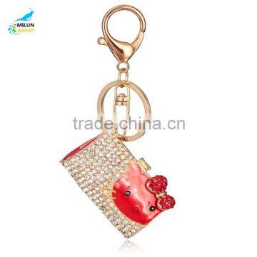 Latest fashion women bag keychain crystal key ring