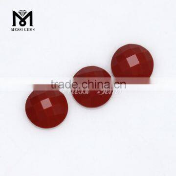 2015 Hot Sell Red Round 8.0mm Flat Back Briolette Machine Cut Crystal Glass Stones