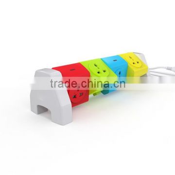 Colorful universal 4/6/8 outlet power strip with usb