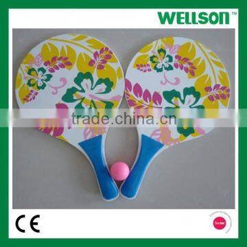 Outdoor wooden beach racket with ball