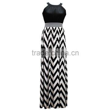 New Summer Wave Stripe Dress Waist Halter Dress photo-4