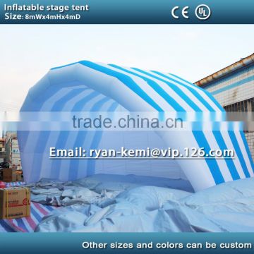 blue white large inflatable tent 8m inflatable stage cover inflatable music tent