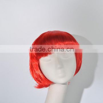 100% synthetic hair BOBO head student short red straight hair wig N216