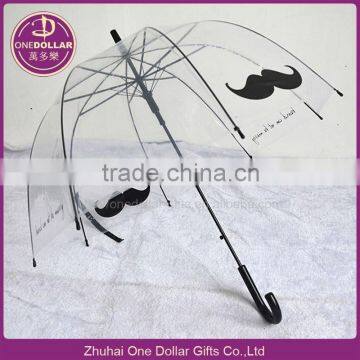 Clear Dome Bubble Umbrella with bread, mustache Design