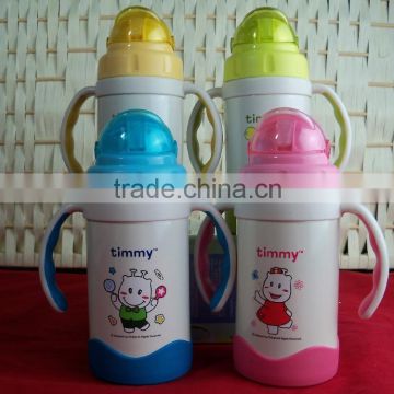 hard Plastic Stainless Steel Children vacuum cups with straw