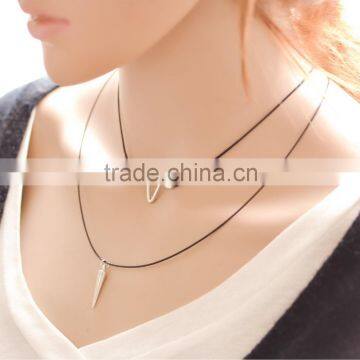 Hot Vintange New Fashion Simple Style 2 layers pendants Chokers Necklaces for Women holiday Christmas Gift Fine Jewelry