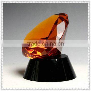 Circle Orange Paperweight Crystal Diamond For Wedding Pretty Decoration
