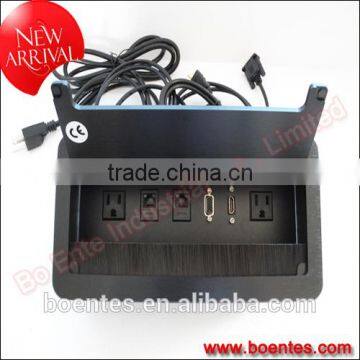 Desktop Manual Flip Up Boxes Outlet/Floor Hidden Cable Cubby/Table Flip Power Data Socket