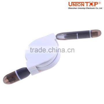 Noodle Flat Retractable 2in1 Usb Cable for Iphone and Samsung Made in China