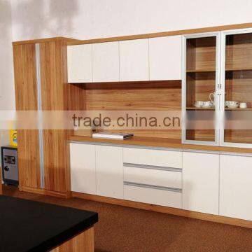 HC-M022 walnut color office wooden file cabinet with glass door