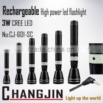 3W Aluminum LED Rechargeable Flashlight outdoor torch light