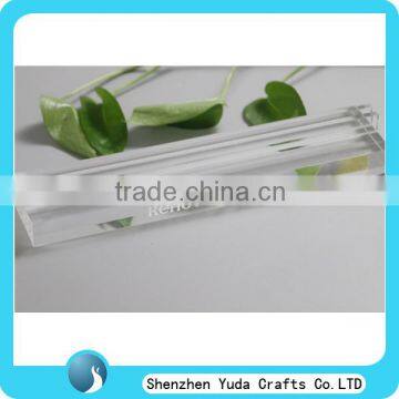 High grade acrylic rectangular holder base, China specialist acrylic award base with cnc engraving