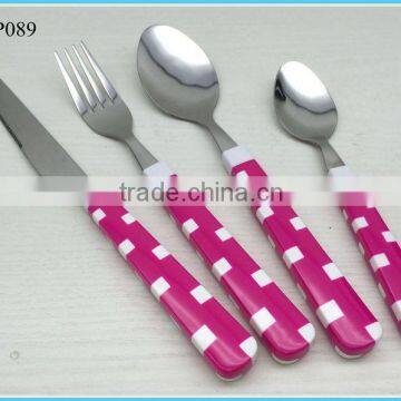 48PCS Stainless Steel Flatware with Plastic Handle - KX-P089