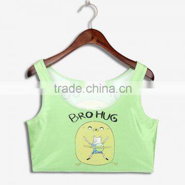Latest Tops Designs Girls Sublimation Print Cartoon Tank Tops N7-4