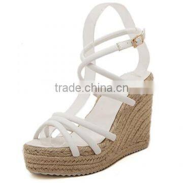 High quality open-toe design high platform sandals wedges for wholesales strap ankel wedge high heel sandals PC3754