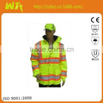 hot sale alibaba 100% polyester oxford with pu coating reflective working winter men jacket parka for work