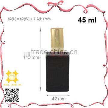 45ml amazing dark red square empty glass bottle with pump sprayer