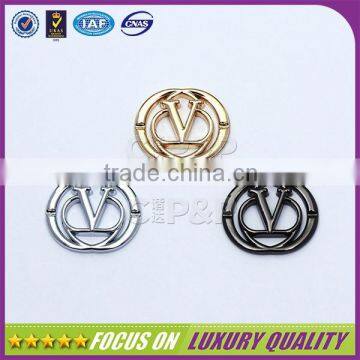 Beautiful shiny plating custom sewing metal badge for clothing