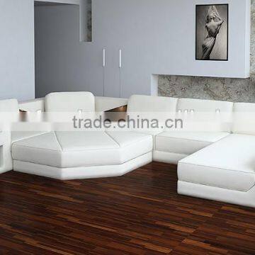 White leather fashion corner sofa, sofa set designs with stool 509