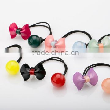 Wholesale Kids Cute candy round ball Hair Ties With cellulose acetate/resin Acrylic butterfly bow knot Beads Decorative