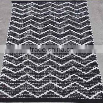 Zig Zag design flat weave cotton chenille dhurrie