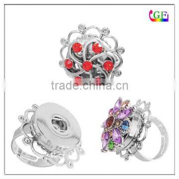 New design DIY snap button rhinestone ladies finger ring