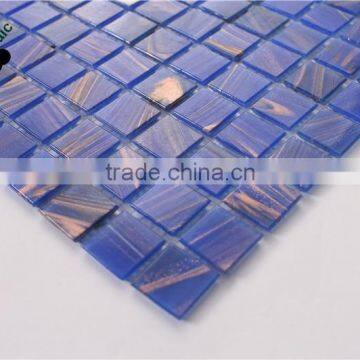 MB SMH01 Golden Line Blue Tile Design Cheap Mosaic Wall Tile Blue Mosaic Bathroom Tile China Glass Mosaic photo-4