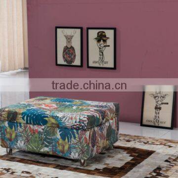 Home Furniture Use Fabric Square Solid Wood Small Storage Stool