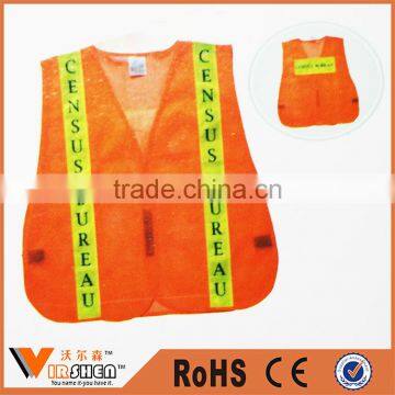 High Visibility Census Bureau Work Orange Safety Vest