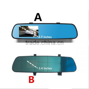 China Hot Sale DVR With 2.7inch Mirror For Car, Car blue glass mirror