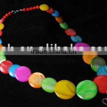 Dye natural river Shell round beads Necklace