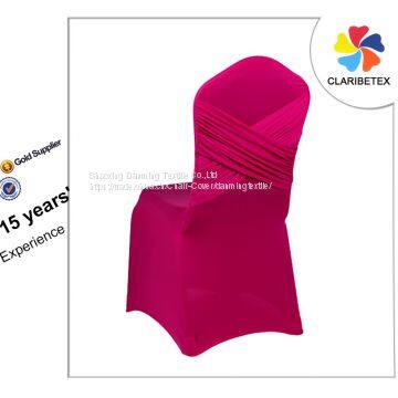 White Spandex Cross Back Ruffled Chair Cover For Wedding Reception Bridal Show photo-5