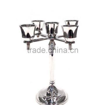 Silver finish brass five arms candelabra