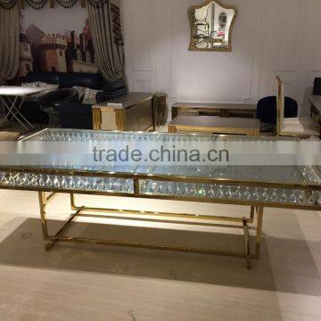 Glass Top Center Glass Wedding Table With Crystal Decoration photo-2