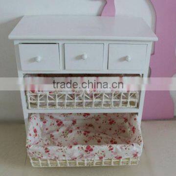 Wooden Home Furniture / Wood Storage Cabinets With Woven Baskets photo-3