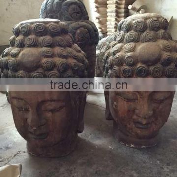 Hand Carved Antique Imitation Wooden Buddha Head for sale