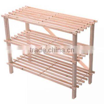 Japanese Style Paulownia Wooden Shoes Rack With Three Layers photo-4