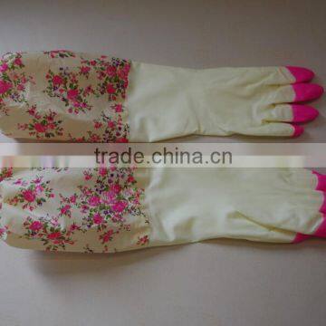 winter household PVC cleaning gloves/warm cleaning gloves with cuff for washing the dishes and clothes