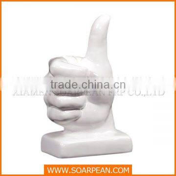 White Resin Hand Figurine Victory Posture for Home Decoration photo-4