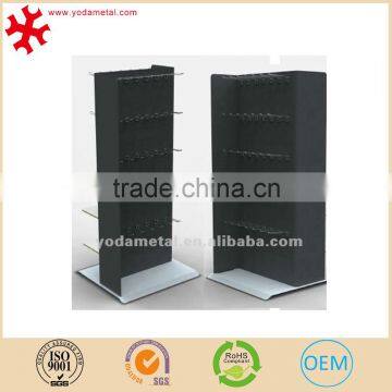 Metal double sided retail store display shelf with slatwall back panel