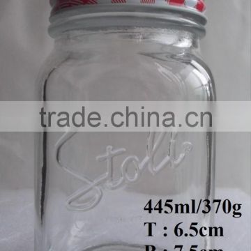 450ml 15oz Creative design durable glass jar with lid