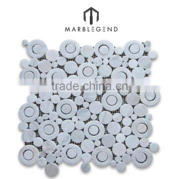 Bubble Circle Design Italian Bianco Carrara White Marble Mosaic Tile