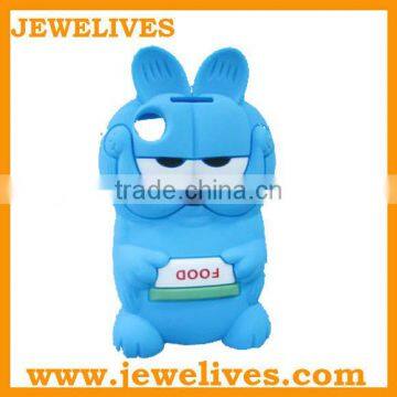 blue Garfield cat 3d silicone animal case for iphone 4 4s promotion