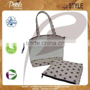 PVC See Through Tote Bag With Canvas Hand Pouch for Travel photo-4