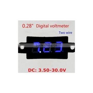 DC3.50-30.0V Waterproof 2 Lines 0.28" Digital Voltmeter