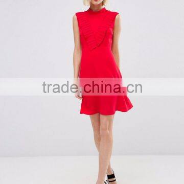 women's Aline Dress with Pleated Yoke Front