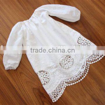 Embroidery Lace Ruffle Neck Long White Baby Girl Dress Gown Naming Ceremony Wedding Dress Children Frock Model HSR5905 photo-2