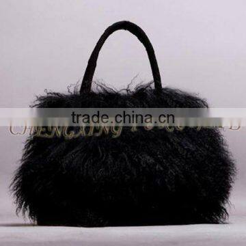 CX-H-24F Newest Fashion Real Tibetan Lamb Fur Lady Handbag Female Bag photo-4